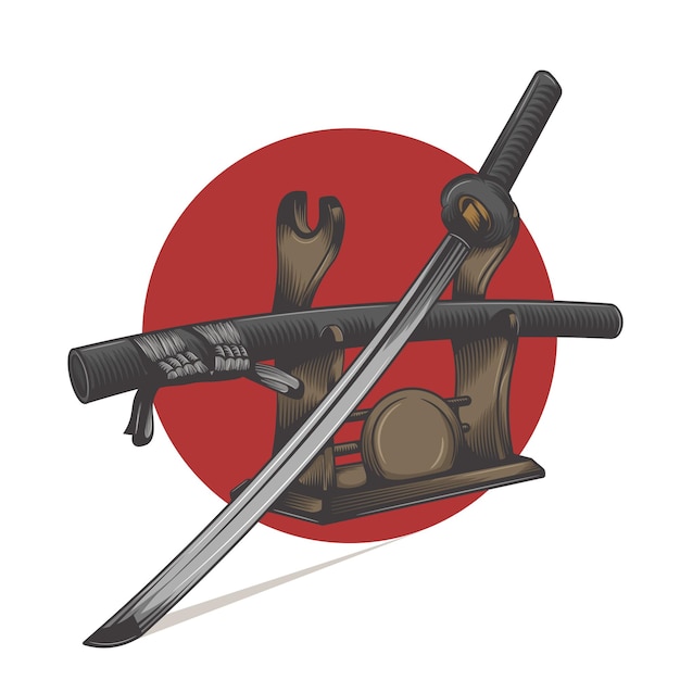 Vector katana zwaard vectorillustratie uit japan