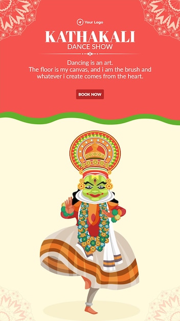 Kathakali 댄스 쇼 초상화 템플릿 디자인