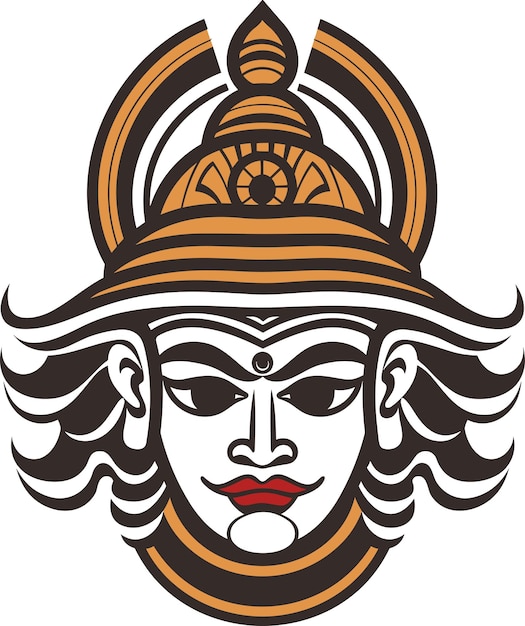 Maschere kathakali illustrazione vettoriale per loghi tatuaggi adesivi tshirt disegni cappelli