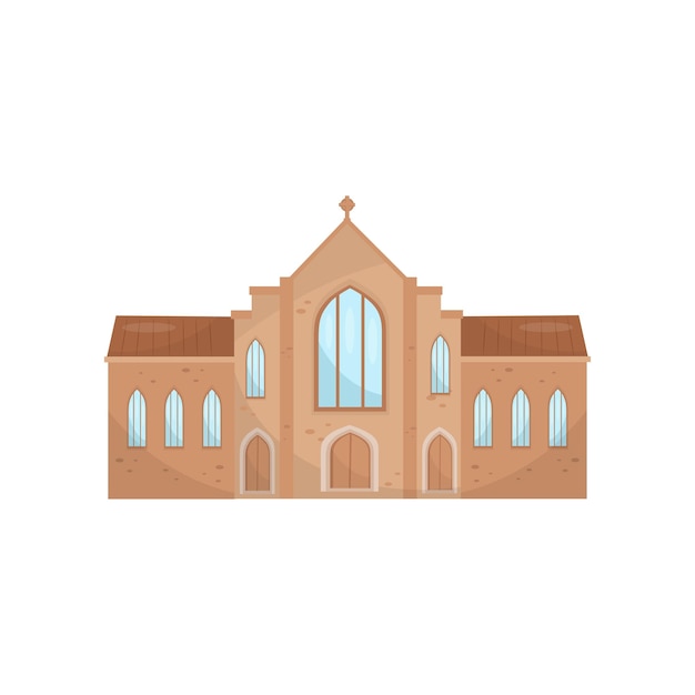 Vector katholiek kerkgebouw religieuze tempel vector illustratie geïsoleerd op een witte achtergrond