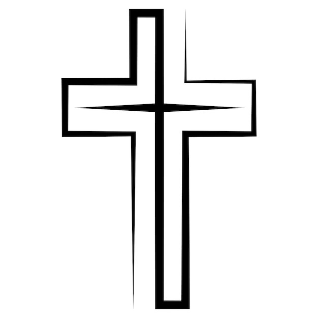Vector katholiek kruis symbool geloof in god kruis getekend één lijn