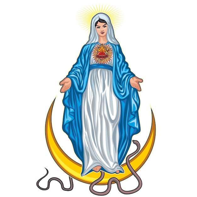 Vector katholieke afbeelding van de heilige maagd maria