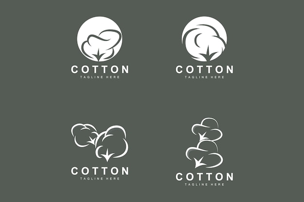 Katoen Logo Zacht Katoen Bloem Ontwerp Vector Natuurlijke Biologische Planten Kleding Materialen En Schoonheid Textiel