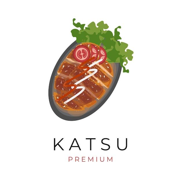 Katsu Vector Illustratie Logo Met Hete Plaat