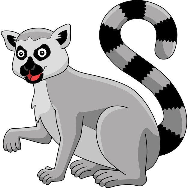 Katta Animal Cartoon Colored Clipart Illustration