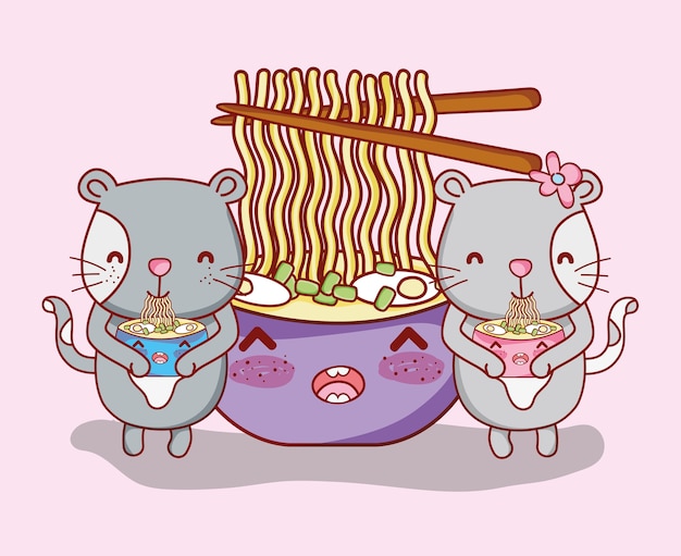 Katten en sushi kawaii