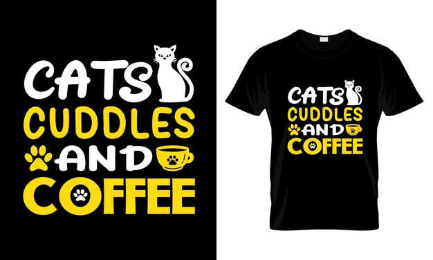 Vector katten knuffels en koffie t-shirt ontwerp