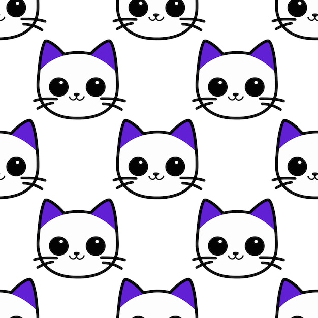 Katten vectorpatroon met kattengezichten Naadloze afdrukillustratie voor kinderen