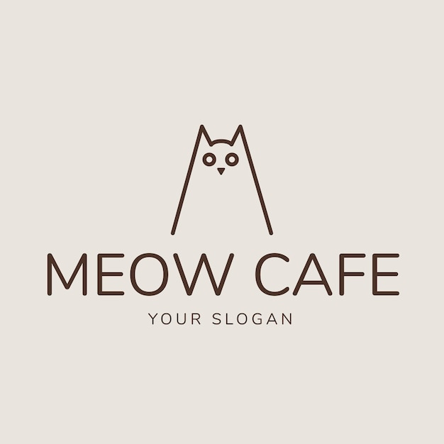 Kattencafé-logo met schattige kat voor café of fastfood