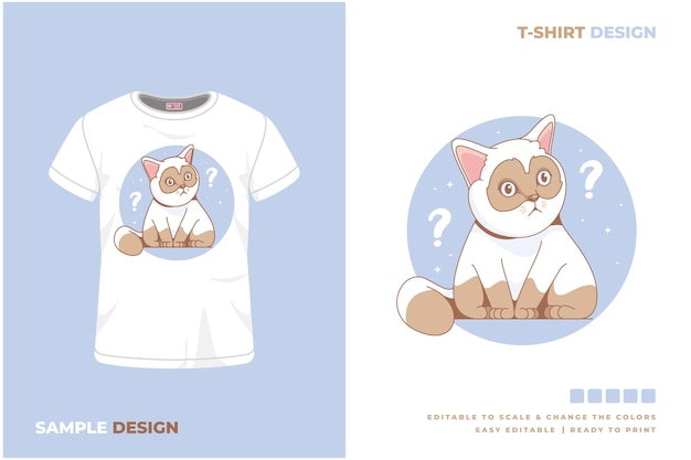 Kattenhemdontwerp drukbare vector 12