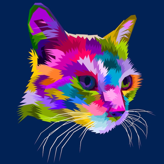 Kattenhoofd op geometrische pop-artstijl