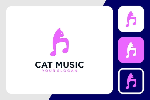 kattenlogo-ontwerp met muziek of toon