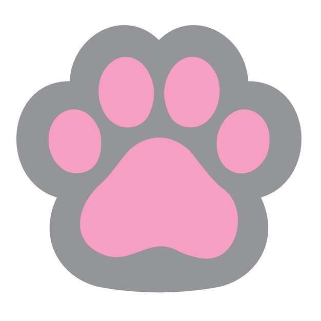 Vector kattenpoot in de roze en grijze kleur leuke pictogram