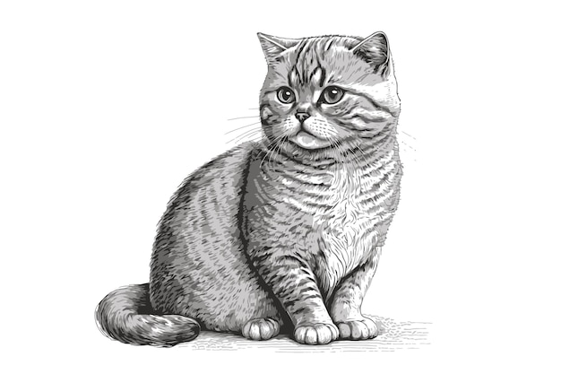 Kattensilhouet Kattenschets Zwarte kleur in schetsstijl Vectorillustratie