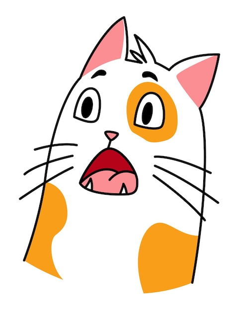 Kattenuitdrukking Cartoon huisdier met schattige emotie creatieve emoji van huisdier Vectorillustratie van grappige stemming van kat met grote ogen