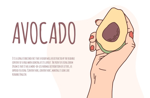 Kaukasische hand houdt een avocado op een geïsoleerde achtergrond