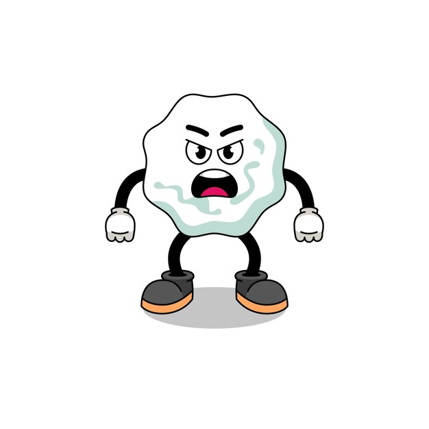 Kauwgom cartoon afbeelding met boze uitdrukking