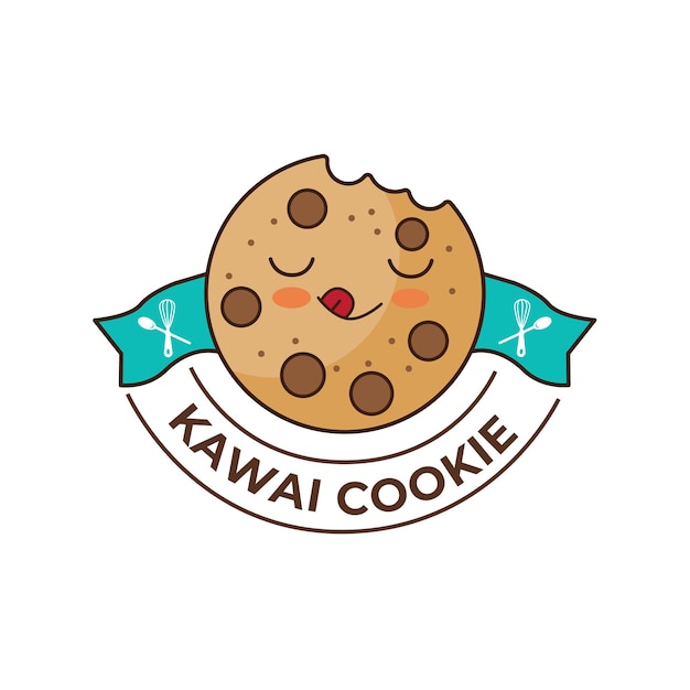 Vettore carattere del cookie kawai per l'illustrazione vettoriale del modello di progettazione del logo