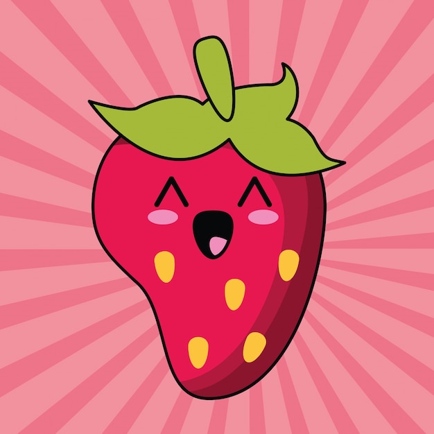 Vector kawaii aardbei fruit afbeelding