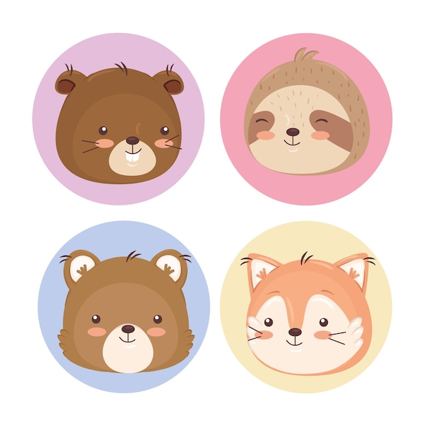 Kawaii animals cartoons collection illustration