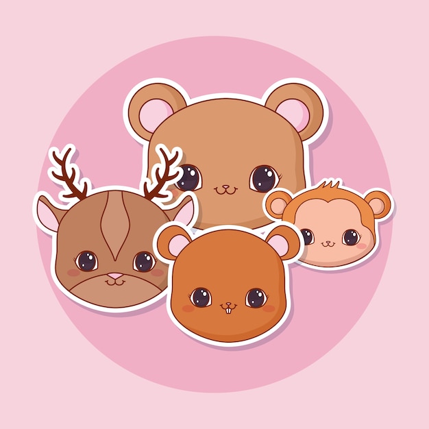 kawaii animals design 