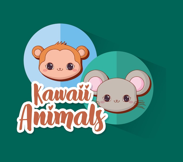 kawaii animals design 