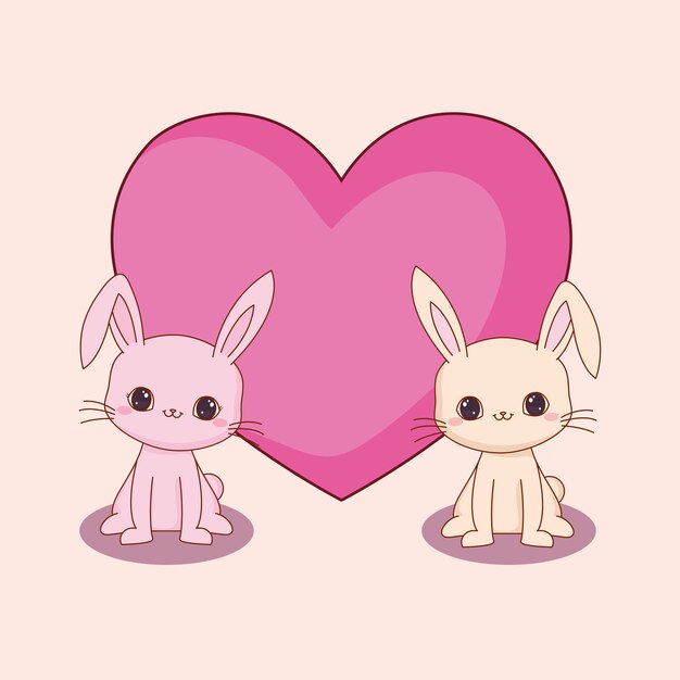 kawaii animals and love design