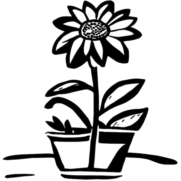 Flowers pot drawing black cat icon decor Vectors graphic art designs in  editable .ai .eps .svg .cdr format free and easy download unlimit id:6836726