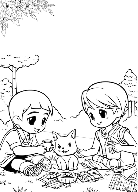 Kawaii anime coloring page