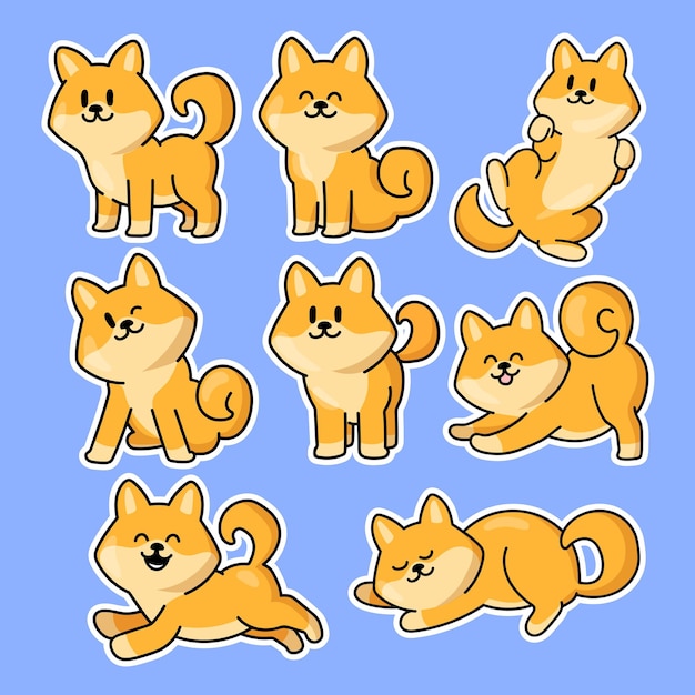 Kawaii anime puppy stickers set