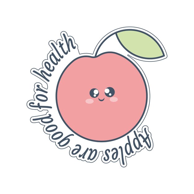 Kawaii apple fruit sticker