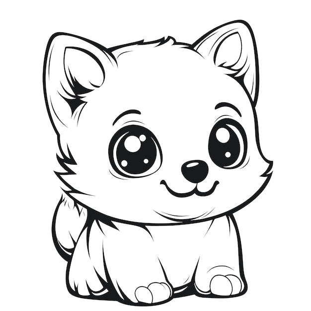 카와이 아기 강아지 과감 한 윤 으로 그림 을 그리는 페이지