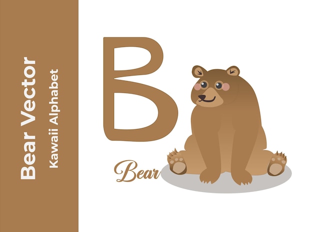 Kawaii Bear Vector Alphabet Letter B