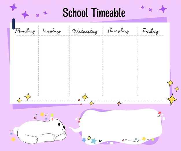 Kawaii bear weekly planner