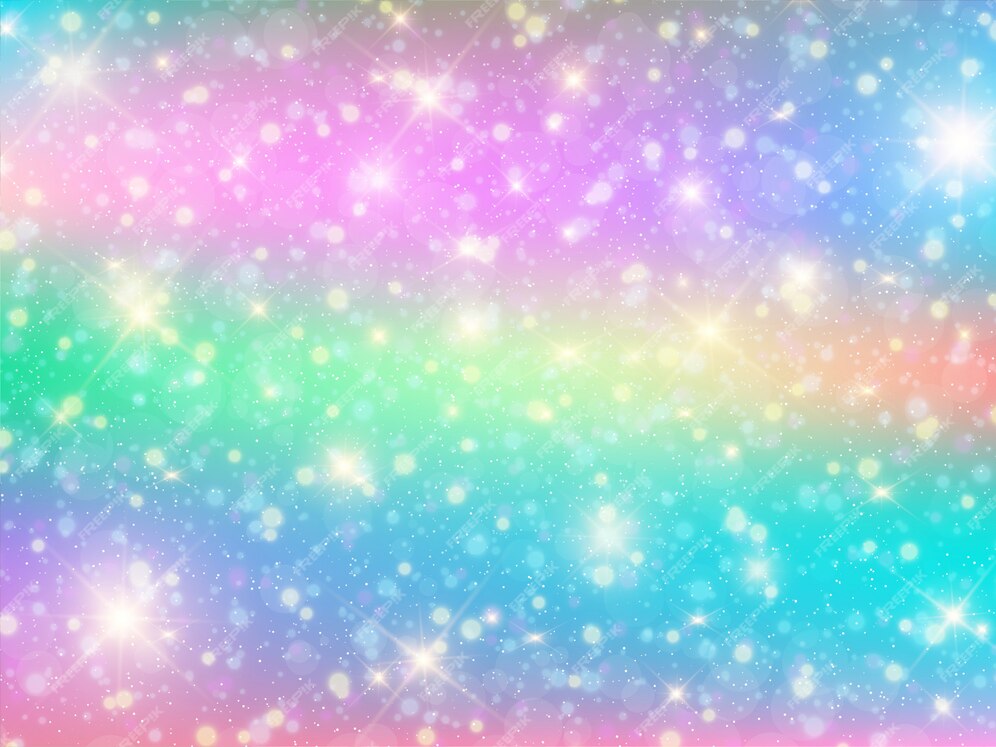 Premium Vector | Kawaii bokeh background with rainbow princess