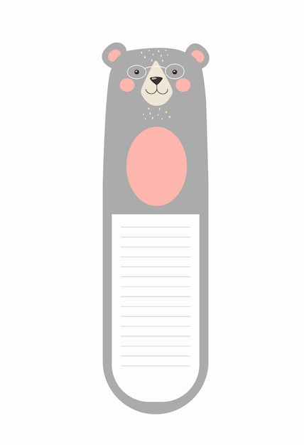 Kawaii bookmark with bear