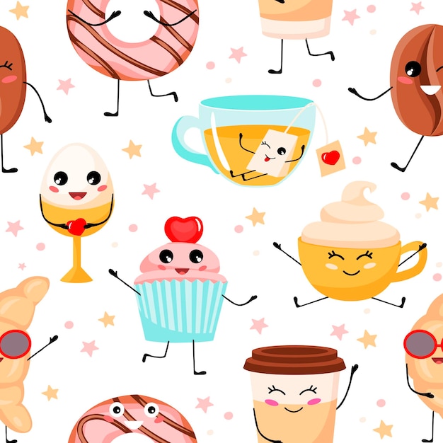 Kawaii breakfast pattern