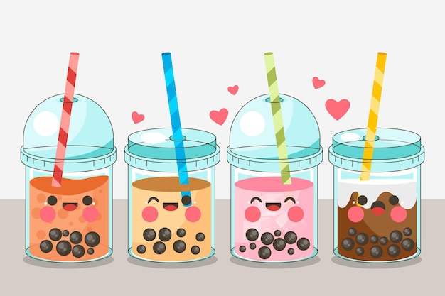 Kawaii bubble tea-collectie