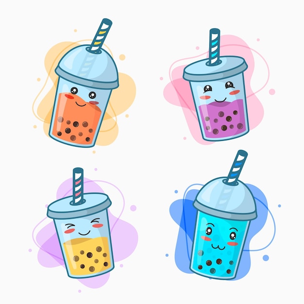 Collezione di bubble tea kawaii