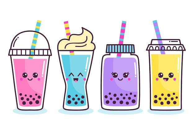 Kawaii bubble tea set