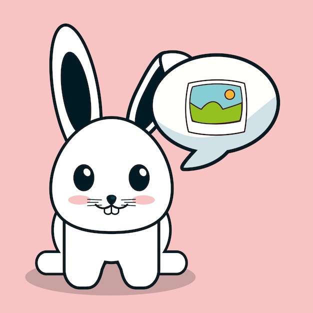 Kawaii bunny bubble speech image