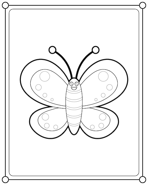 Vector kawaii butterfly suitable for children's coloring page vector illustration