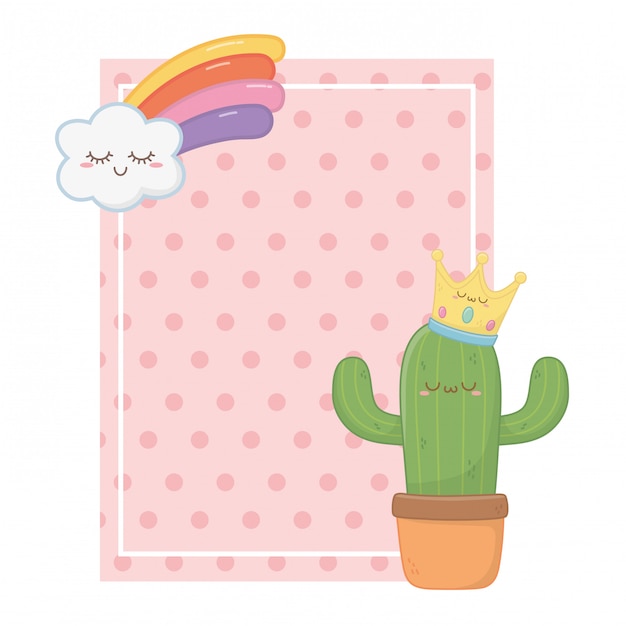 Kawaii di cactus cartoon