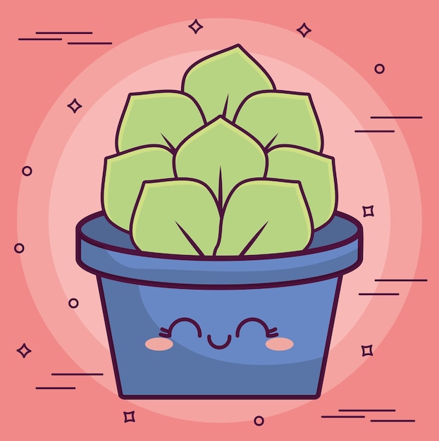 kawaii cactus in een pot-pictogram