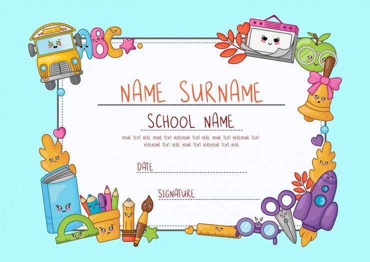 Kawaii мультфильм диплом для начальной школы.