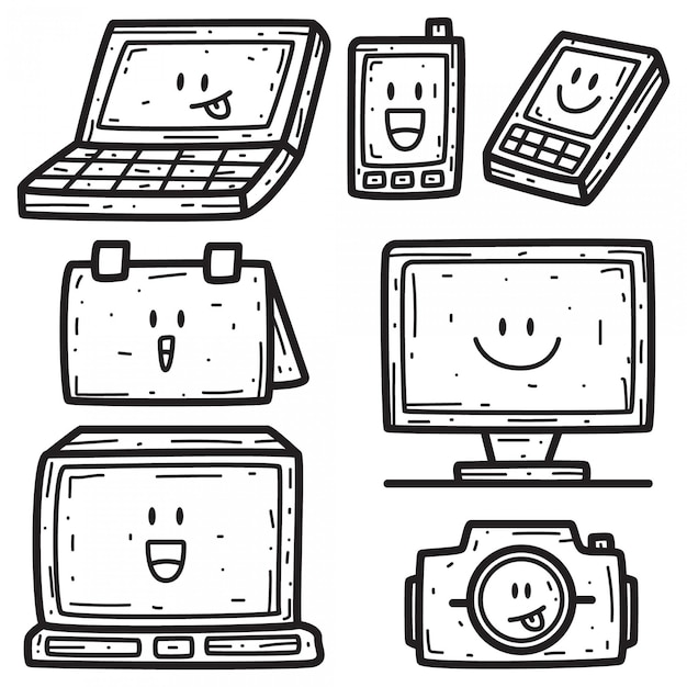 Kawaii Cartoon Doodle Design шаблон