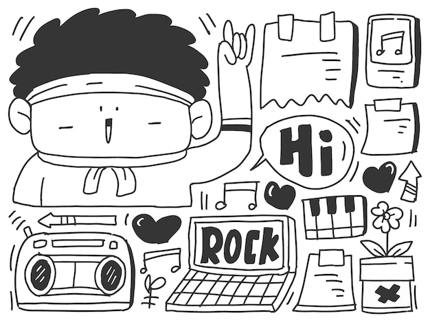 Vector kawaii cartoon doodle music design