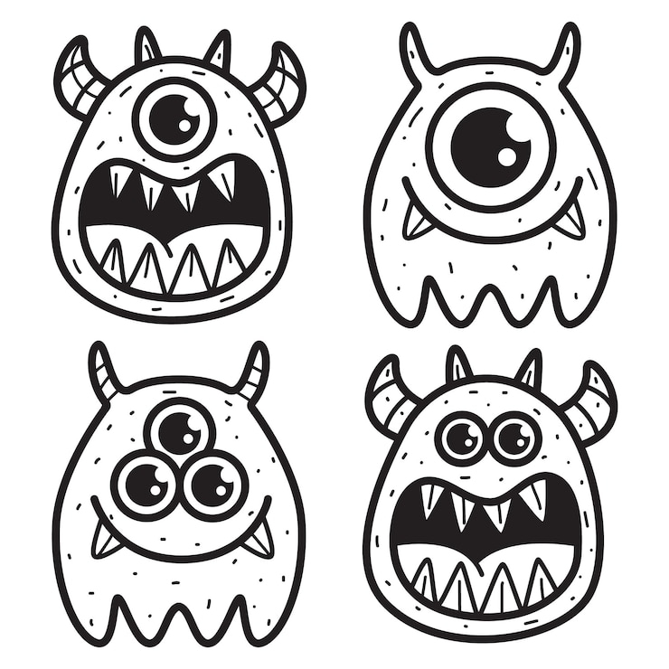 Vector カワイイ漫画モンスター落書きデザインイラスト