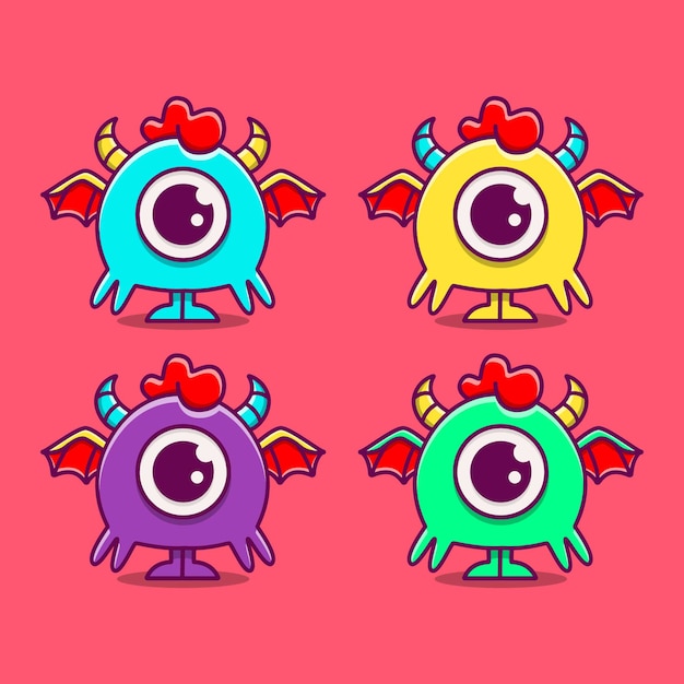 Vector kawaii cartoon monster doodle design illustration