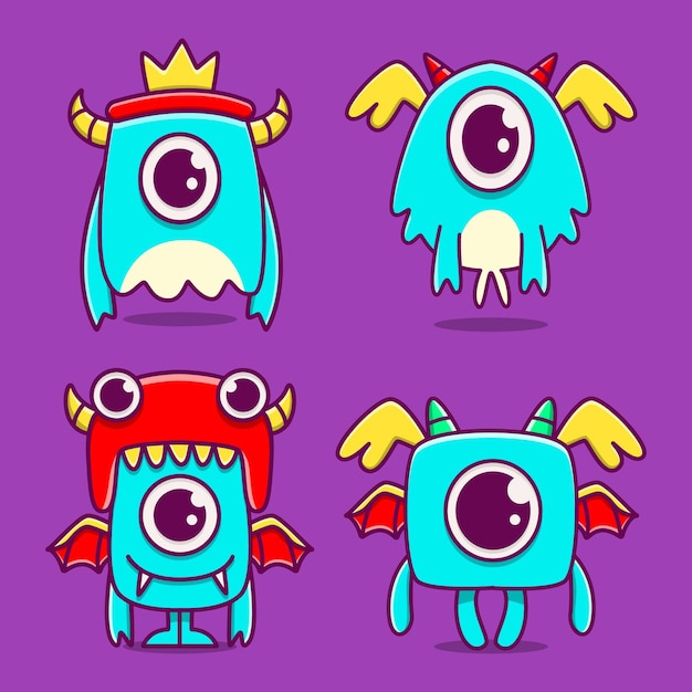 Kawaii cartoon monster doodle design